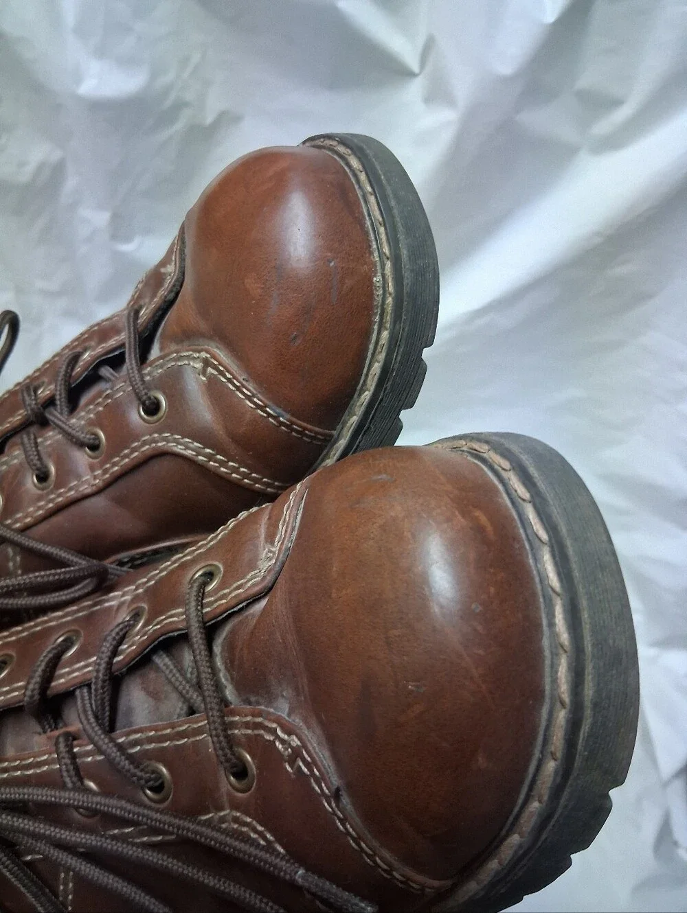 Route 66 Women's Vintagr Brown Leather Lace-Up Casual Slip-on. Sz 9 Preowned